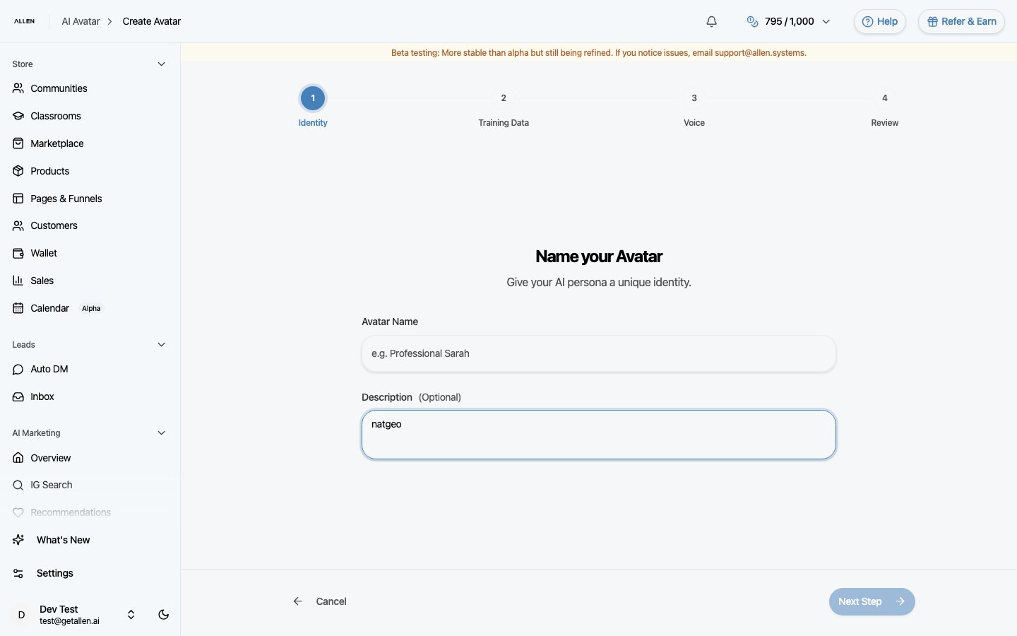 What "Start the creation flow" looks like