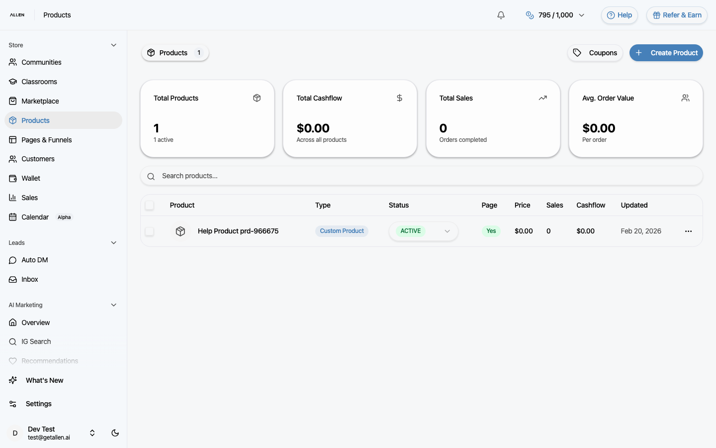What "Open the Products page" looks like